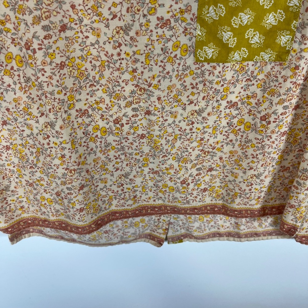 Madewell Mixed Floral Button Back Short Sleeve Top Yellow Pink Small Cottagecore - Picture 3 of 10